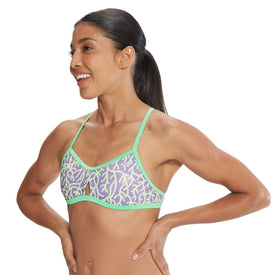 Speedo Women's Printed Tie Back Keyhole Top  Two Piece Swimsuits  Speedo