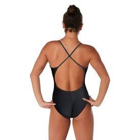 Speedo Solid Splice Flipback One Piece Swimsuit  One Piece Swimsuits  Speedo
