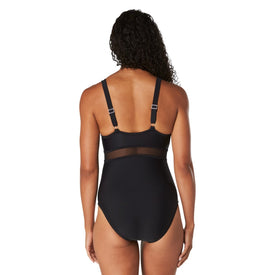 Speedo Mesh V Neck One Piece Swimsuit  One Piece Swimsuits  Speedo