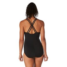 Speedo Women's Mesh Blocked One Piece Swimsuit  One Piece Swimsuits  Speedo