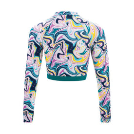 Dolfin Uglies Revibe Swirl Ya Lata Mock Neck Cropped Rash Guard  Dolfin Uglies Swimwear  Dolfin