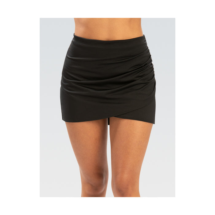 Dolfin Solid High Waisted Wrap Front Swim Skirt with Attached Brief