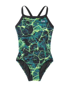 TYR Girl’s Diamondfit Durafast Elite One Piece Swimsuit - Synapse  Team Print  Tyr
