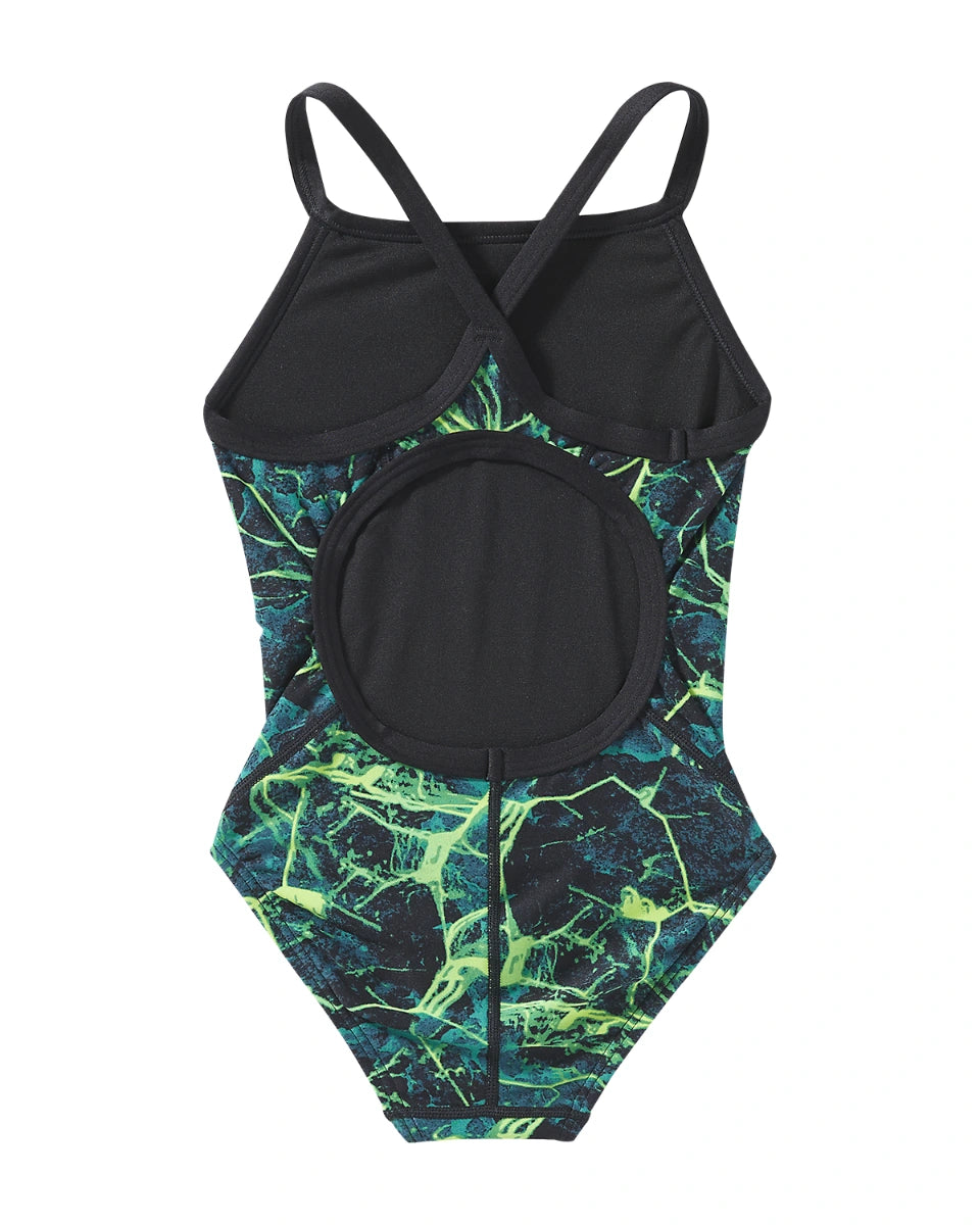 TYR Girl’s Diamondfit Durafast Elite One Piece Swimsuit - Synapse  Team Print  Tyr