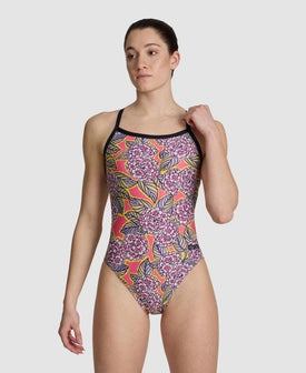 Arena Women Arena Hydrangea Bouquet Challenge Back One Piece Swimsuit  Swim Team Prints  Arena
