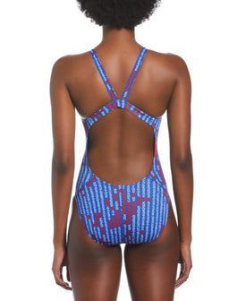 Nike Hydrastrong Multi Print Fastback One Piece Swimsuit  Team Print  Nike
