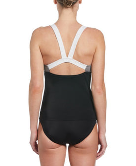 Nike Colorblock V-Back One Piece  Women's Aquatic Fitness Swimsuits  Nike