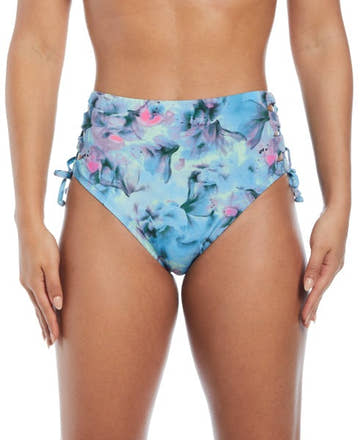 Nike Women's Aqua Floral Lace Up Bikini Bottom  Bikini Bottom  Nike