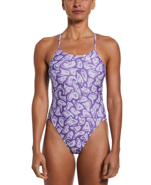 Nike Women's HydraStrong Multi Print Cut Out One Piece Swimsuit