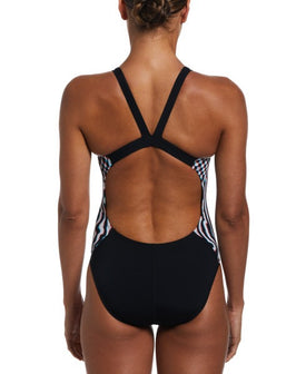 Nike Dripping Check Fastback One Piece Swimsuit  Swim Team Prints  Nike