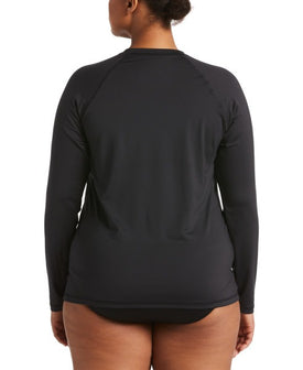 Nike Women's Plus Size Long Sleeve Hydroguard  Plus Size Rash Guard  Nike