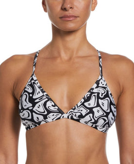 Nike Women Hydrastrong Multi Print Lace Up Tie Back Bikini Top  Team Print  Nike
