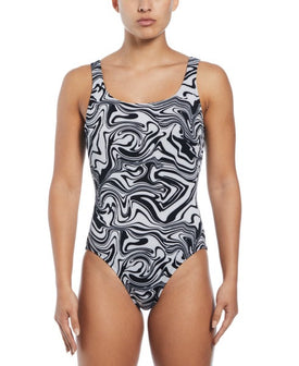 Nike Women Swirl U-Back One Piece  Women's Aquatic Fitness Swimsuits  Nike