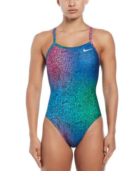 Nike Women's Hydrastrong Multi Printed Racerback One Piece Extended Colors  Team Print  Nike