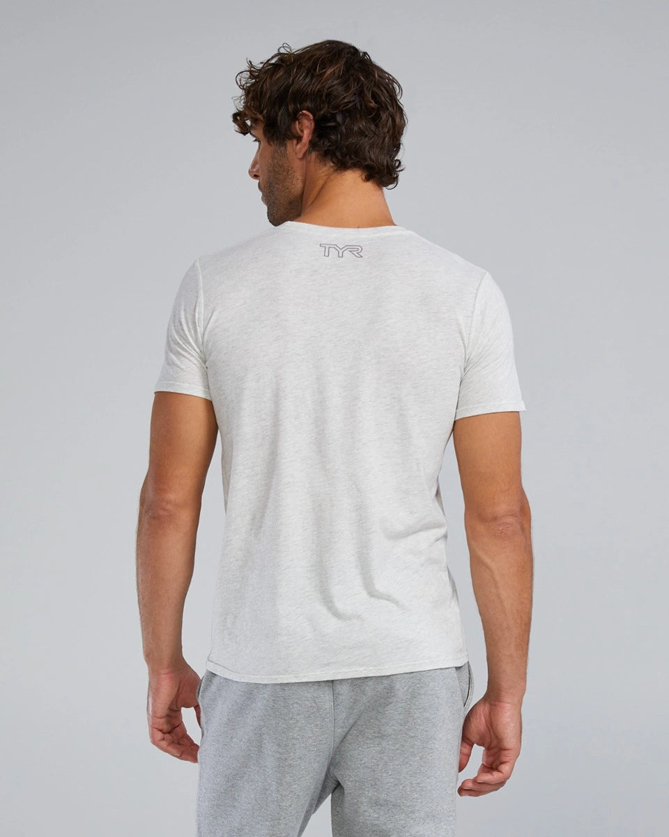 TYR Men's Ultrasoft Lightweight Tri Blend Tech Tee - Big Logo  Shirts  Tyr