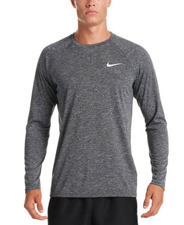 Nike Men's Heather Long Sleeve Hydroguard  Long Sleeve Rash Guard  Nike