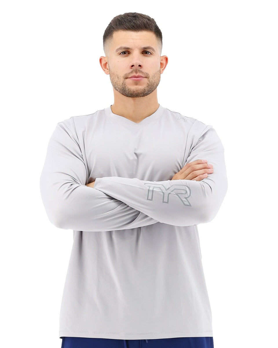 TYR Men's SunDefense Long Sleeve Rash Guard Shirt  Long Sleeve Rash Guard  Tyr