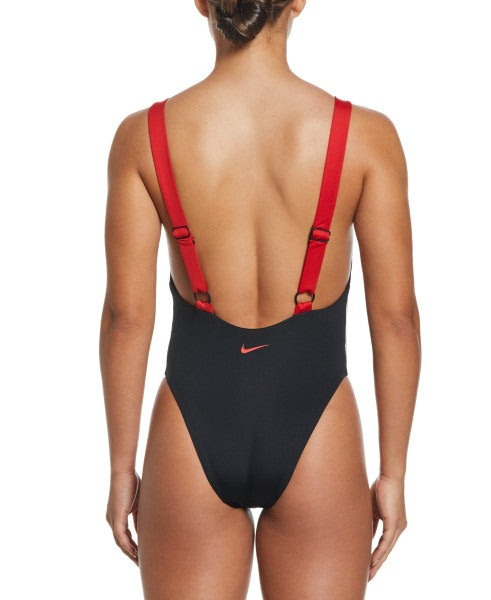 Nike Women Swoosh Block Scoop Neck One Piece  Competition Swimsuits  Nike