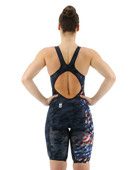 TYR Women's Venzo Open Back - USA Blackout Camo - Tech suit  Technical Swimsuits  Tyr