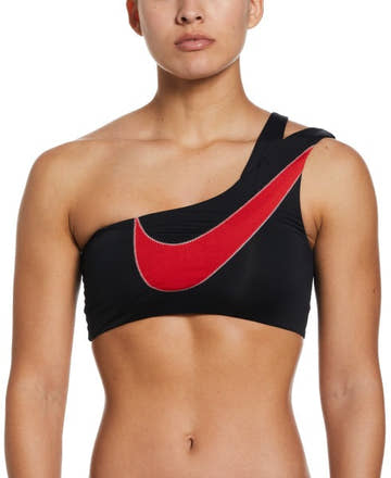 Nike Women Swoosh Block Asymmetrical Bikini Top  Bikini Top  Nike