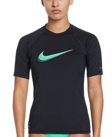 Nike Women's Swoosh Short Sleeve Hydroguard  Short Sleeve Rash Guard  Nike