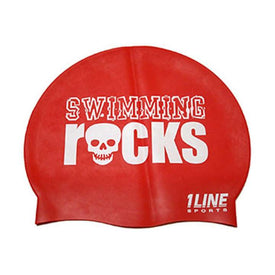 1Line Sports Swimming Rocks Silicone Swim Cap  Swim Caps  1Line Sports