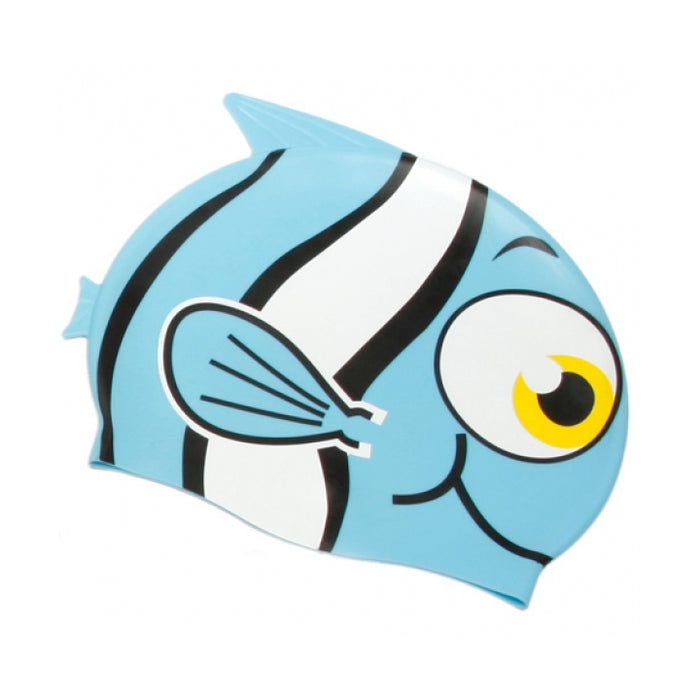 Blue Fish Silicone Swim Cap