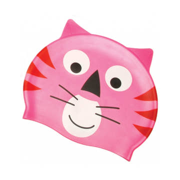 Water Gear Silicone Kid's Swim Cap Pink Cat  Kids Swim Caps  Water Gear