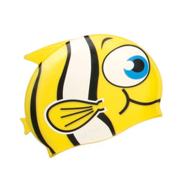 Water Gear Yellow Fish Silicone Kid's Swim Cap  Kids Swim Caps  Water Gear