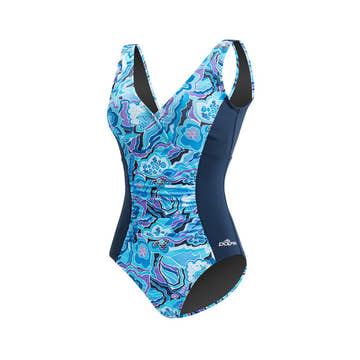 Dolfin Fitness Swimsuit IRIS BLUE V-Neck  Women's Aquatic Fitness Swimsuits  Dolfin