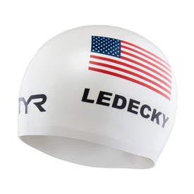 TYR Katie Ledecky USA Silicone Swim Cap  Silicone Swim Caps  Tyr