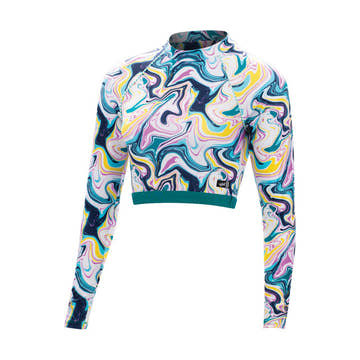 Dolfin Uglies Revibe Swirl Ya Lata Mock Neck Cropped Rash Guard  Dolfin Uglies Swimwear  Dolfin