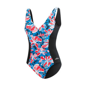 Dolfin Aquashape Wildflowers V-Neck Panel Swimsuit  Women's Aquatic Fitness Swimsuits  Dolfin