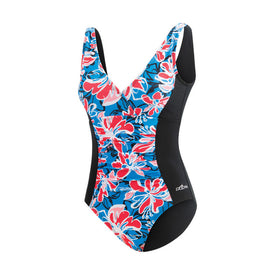 Dolfin Aquashape Wildflowers V-Neck Panel Swimsuit  Women's Aquatic Fitness Swimsuits  Dolfin