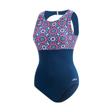 Dolfin Aquashape Mosaic High Neck Clasp Back Swimsuit  Women's Aquatic Fitness Swimsuits  Dolfin