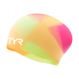Tyr Tie Dye Long Hair Youth Silicone Swim Cap  Swim Caps  Tyr