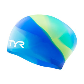 Tyr Tie Dye Long Hair Youth Silicone Swim Cap  Swim Caps  Tyr