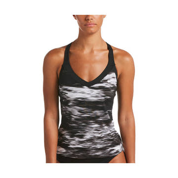 Nike Blur V-neck Tankini Top  Women's Aquatic Fitness Swimsuits  Nike