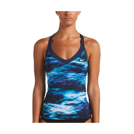 Nike Blur V-neck Tankini Top  Women's Aquatic Fitness Swimsuits  Nike