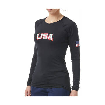 Tyr Women'S Usa Belize Long Sleeve Rashguard  Long Sleeve Rash Guard  Tyr