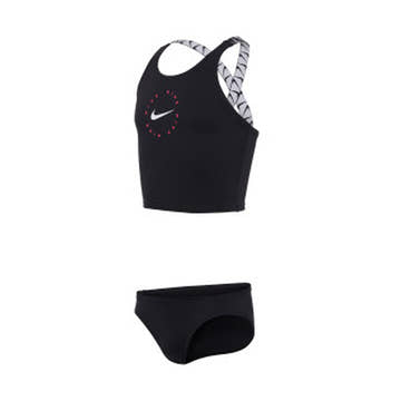 Nike Girl's Logo Tape Crossback Mid Bikini Set  Girls Swimwear  Nike