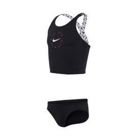 Nike Girl's Logo Tape Crossback Mid Bikini Set  Girls Swimwear  Nike