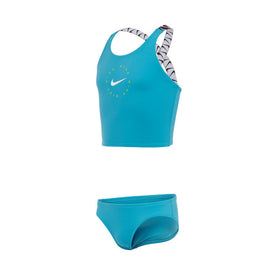 Nike Girl's Logo Tape Crossback Mid Bikini Set  Girls Swimwear  Nike