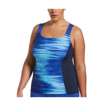 Nike Plus Size Stripe V-back Tankini Top  Plus Size Tankini Top  Nike