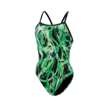 Dolfin Women's XtraSleek Women's Supernova Green V-2 Back One Piece Swimsuit  One Piece Swimsuits  Dolfin