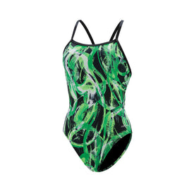 Dolfin Women's XtraSleek Women's Supernova Green V-2 Back One Piece Swimsuit  One Piece Swimsuits  Dolfin