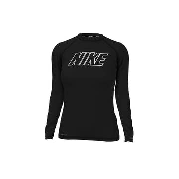 Nike Women's Solid Logo Long Sleeve Hydroguard  Long Sleeve Rash Guard  Nike