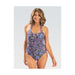 Dolfin Printed Sweetheart Halter Neck Moderate One-Piece with Overlap Front Bust Panel and Front Ruche Tummy Pane