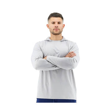 TYR Men's SunDefense Hooded Rash Guard Shirt  Long Sleeve Rash Guard  Tyr
