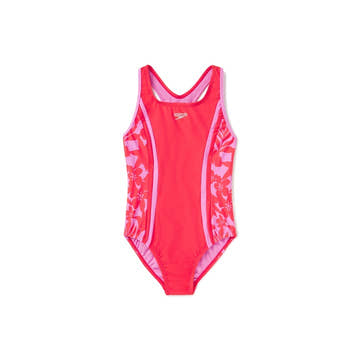 Speedo Girls Print Splice Racerback One Piece Swimsuit  Girls One Piece  Speedo